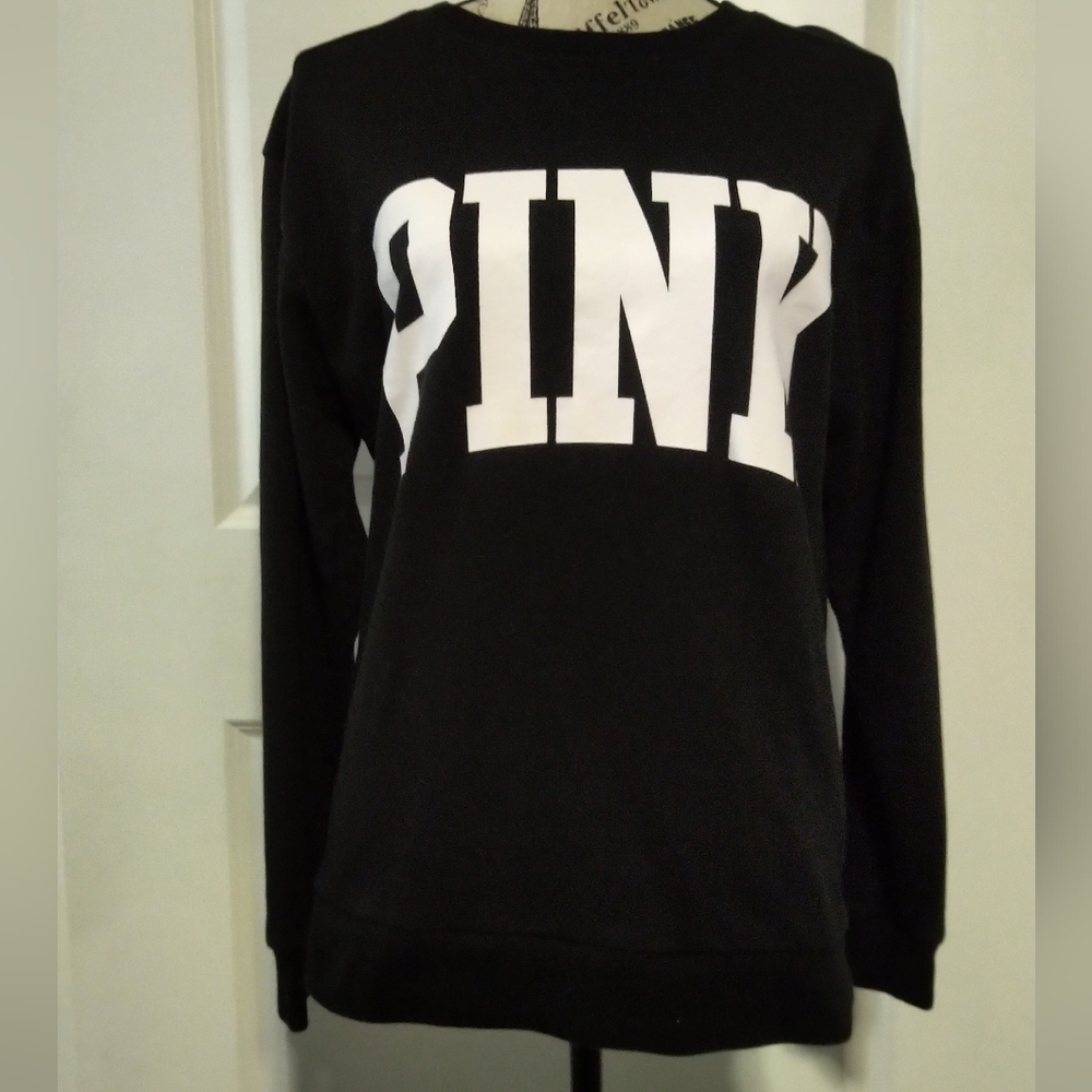 PINK Black Logo Crewneck Sweatshirt